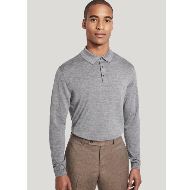 JACK VICTOR Men's Redfren Polo Shirt XL Grey Wool Silk Cashmere Sweater NWOT