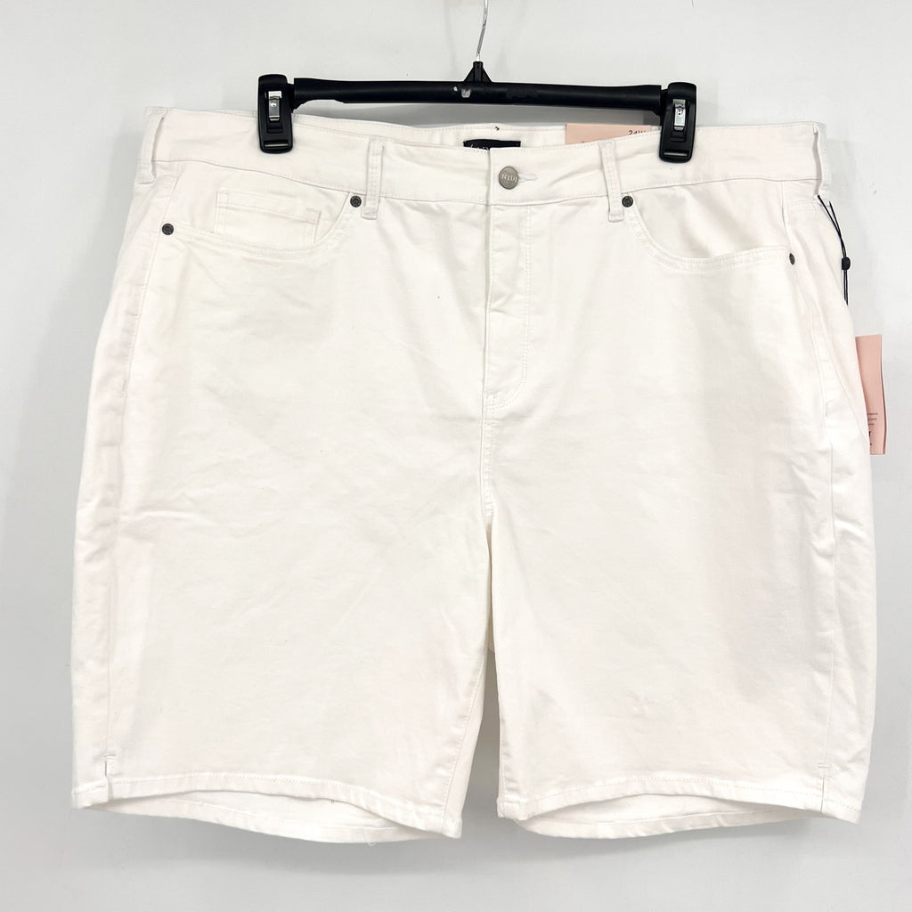 NYDJ Womens Ella Denim Shorts Size 24W Optic White 8" Inseam NWT