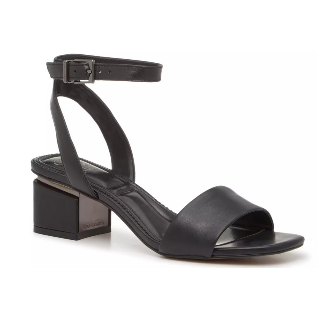 Vince Camuto Womens Acaylee Heeled Sandals Size 7.5 WIDE EU 38 Black NIB
