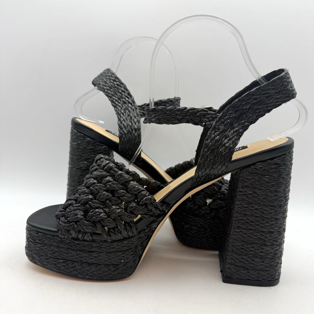 Nine West Womens Vadyn Platform Sandals US 8.5 M Black Heels NWOB