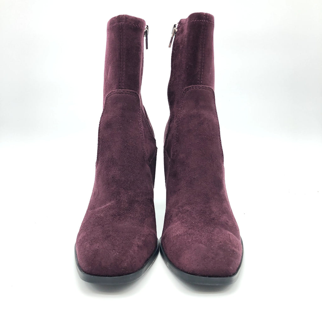 Dolce Vita Womens Ankle Booties Size 8.5 Dark Red Faux Suede Textured Heel NWOB