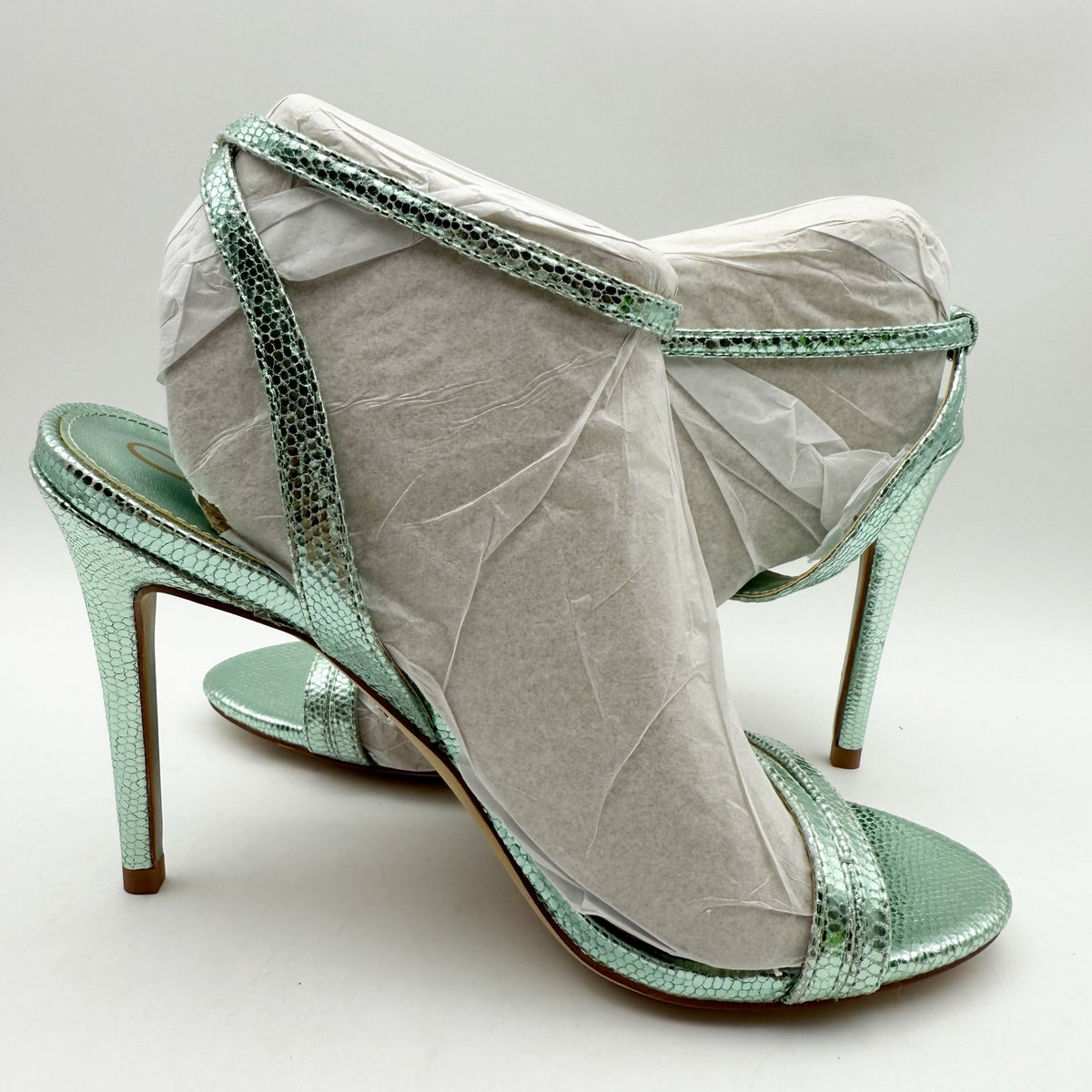 Sam Edelman Womens Gemmie Ankle Strap Heels Size 6.5 M Sea Green Sandals NIB