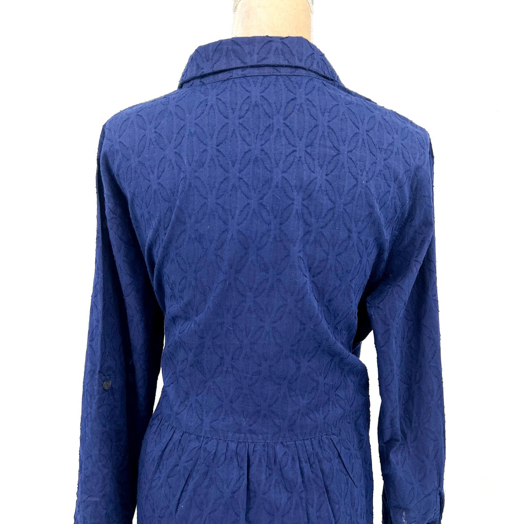 TOMMY BAHAMA Jacquard Boyfriend Cover Up Shirt XL Mare Navy Blue Cotton Clip NWT