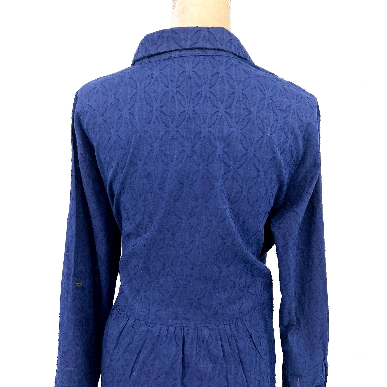 TOMMY BAHAMA Jacquard Boyfriend Cover Up Shirt XL Mare Navy Blue Cotton Clip NWT