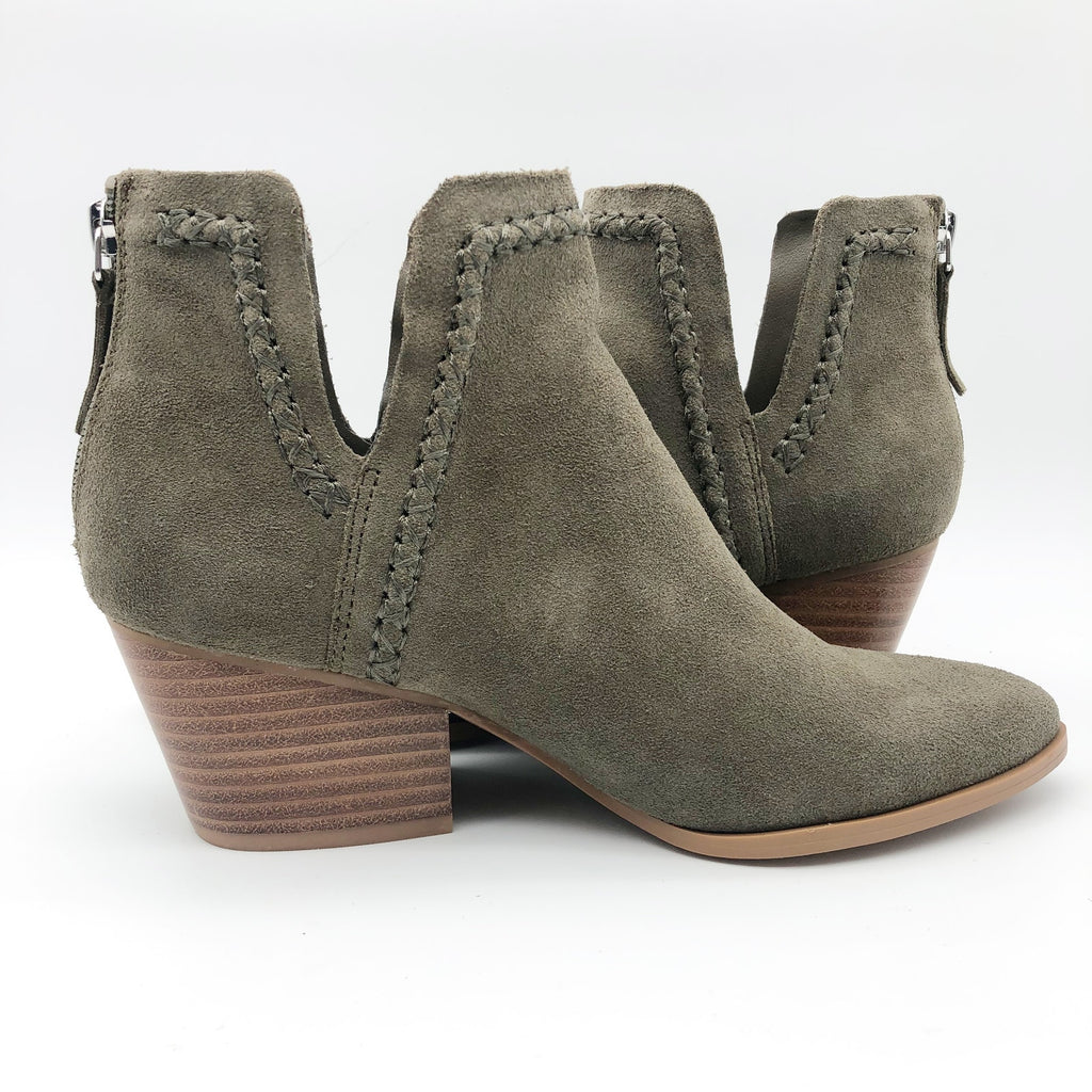Dolce Vita Womens Dylan Ankle Booties Size 6 Green Textured Heel Suede NWOB