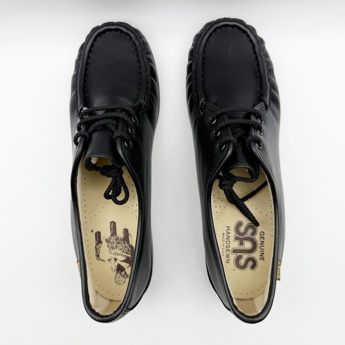 SAS Womens Bounce Lace Up Moc Shoes US 9.5 M Black Leather NWOB