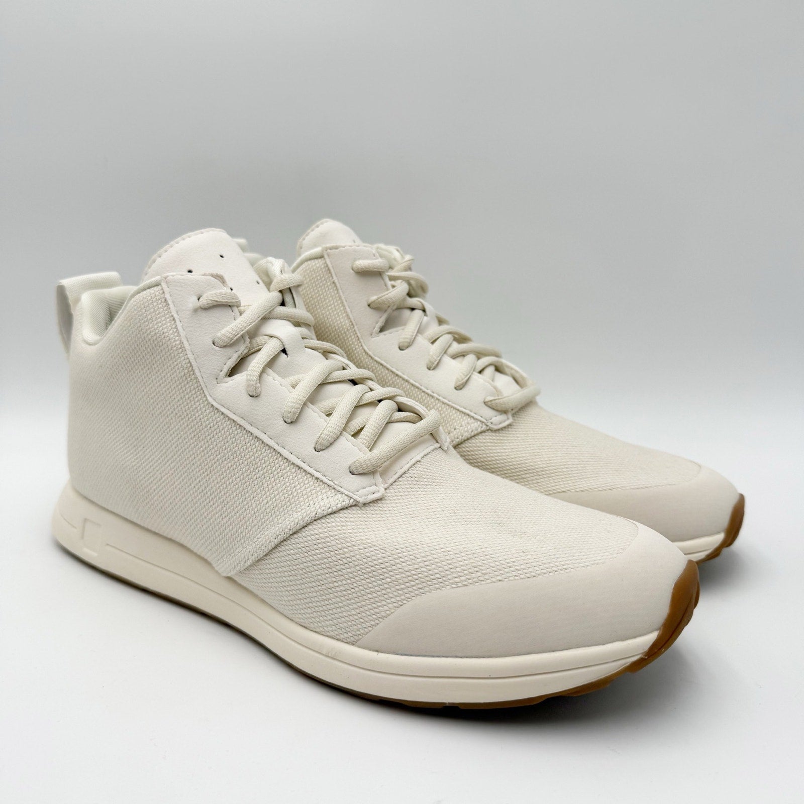 YORK Athletics Mens Henry Mid Trainer Athletic Shoes Size 9 Bone Off-White NIB