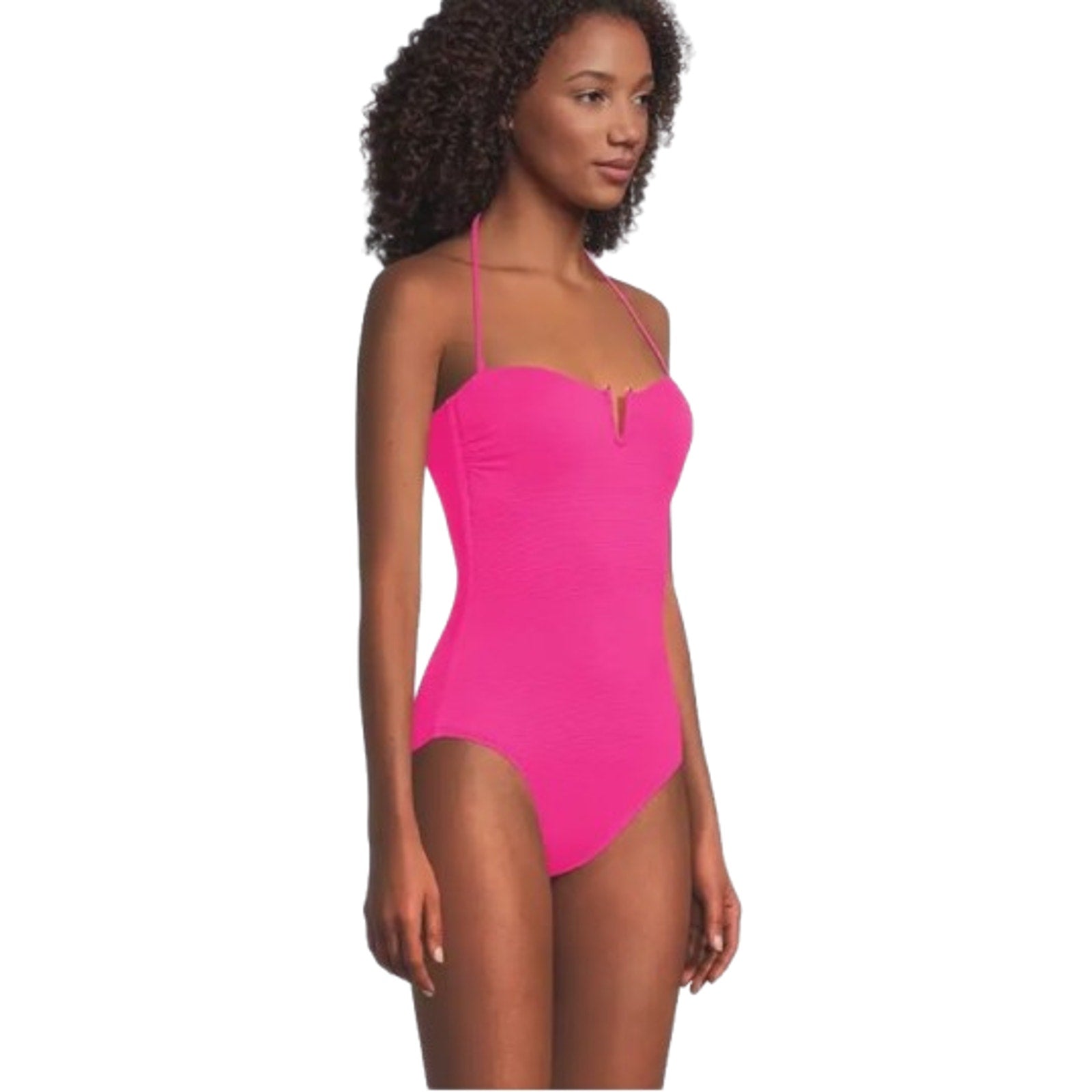 TOMMY BAHAMA Island Cays One-Piece Swimsuit Size 8 Pink Maui V-Front Bandeau NWT