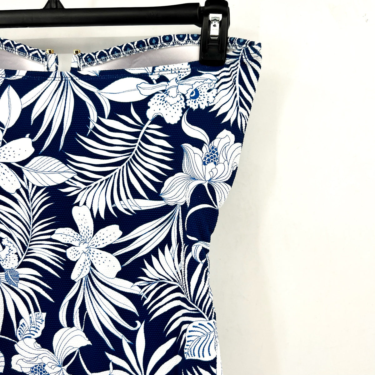 TOMMY BAHAMA Island Cays Bandeau One-Piece Swimsuit Size 14 Blue Blooms NWT