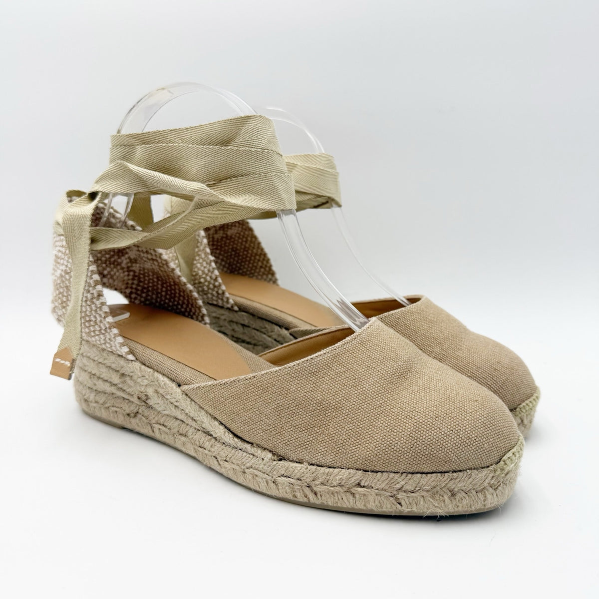 Castaner Womens Carina 3/002 Wedge Sandals US 7.5 EU 38 Natural Beige Canvas NIB