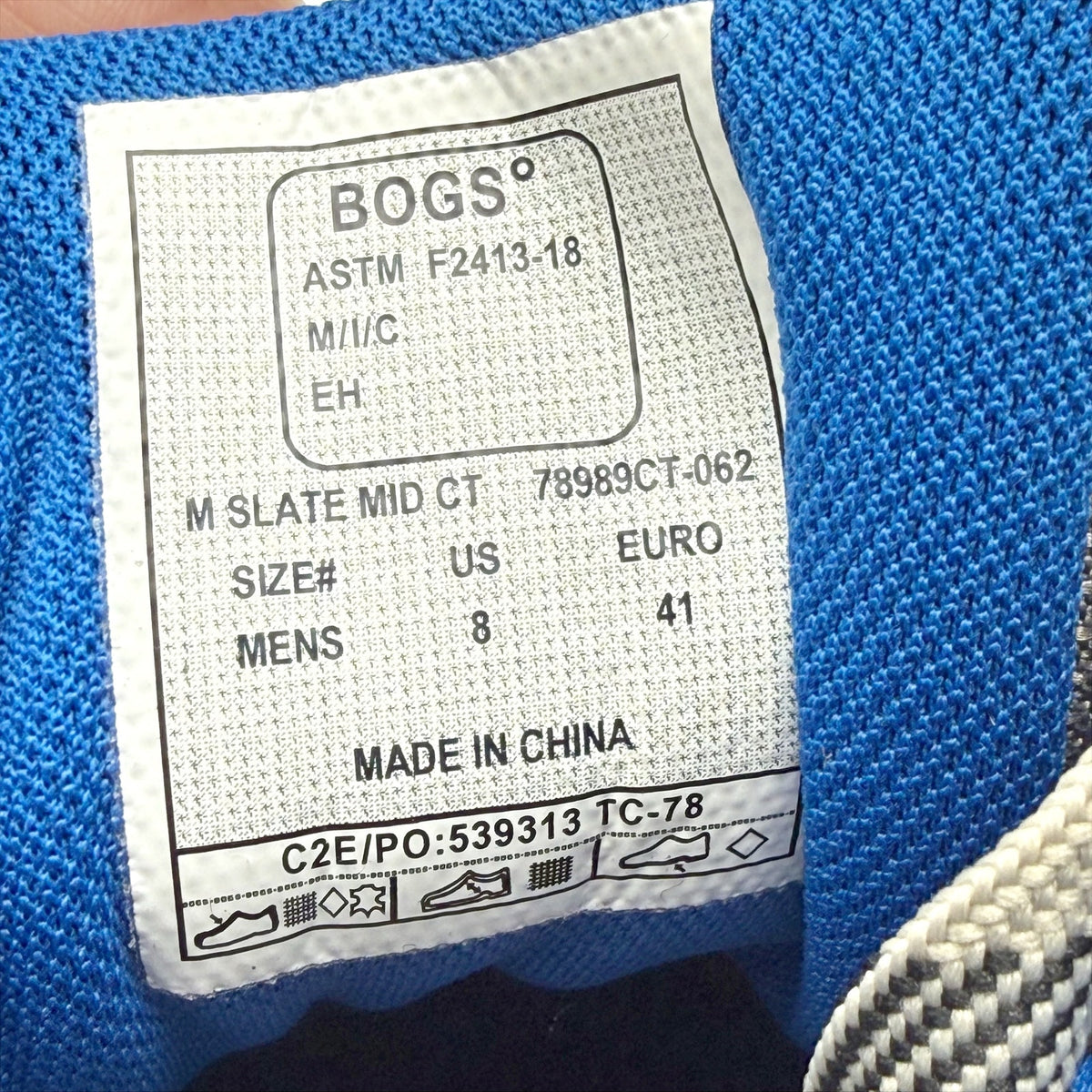 Bogs Mens Slate Mid Work Boots Size 8 EU 41 Grey Blue Composite Toe NIB
