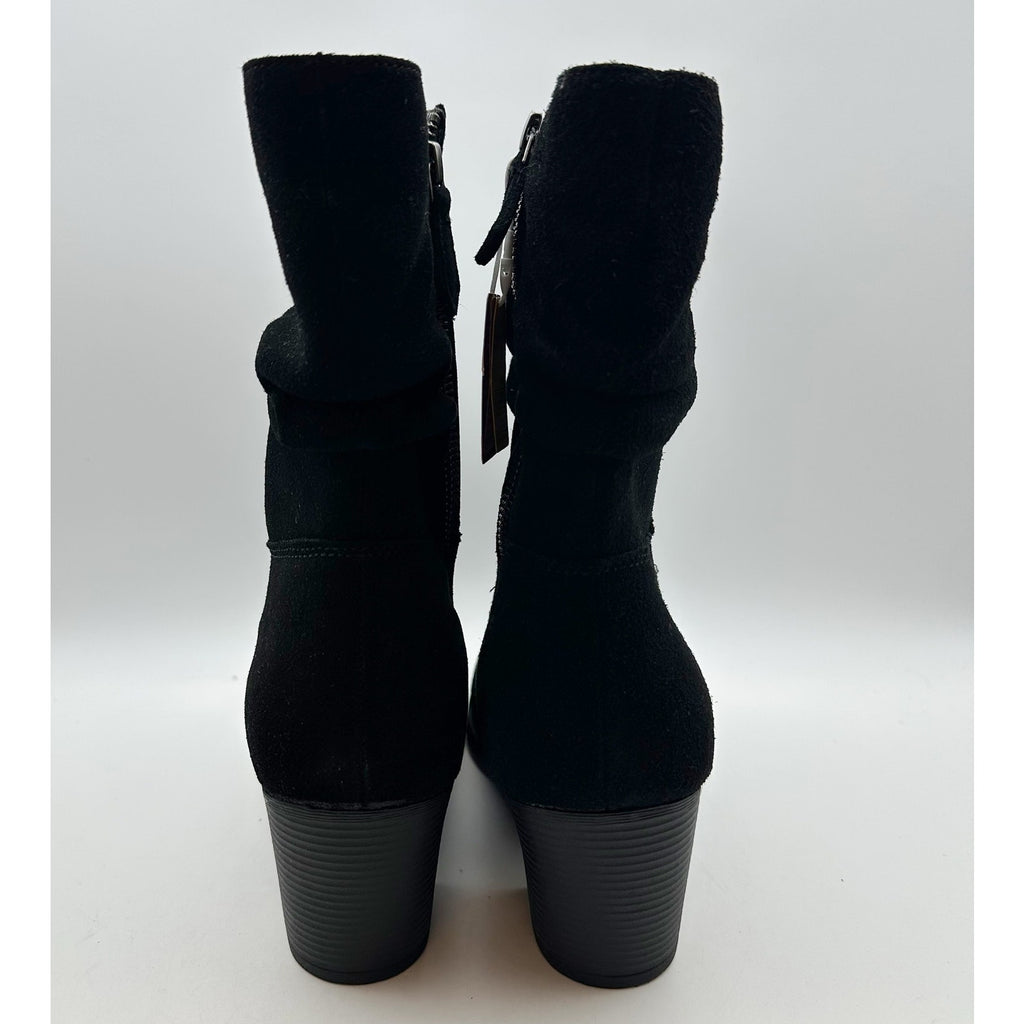 SKECHERS Womens Taxi Compelling Flirt Bootie Size 10 Black Suede Heels Boots NIB