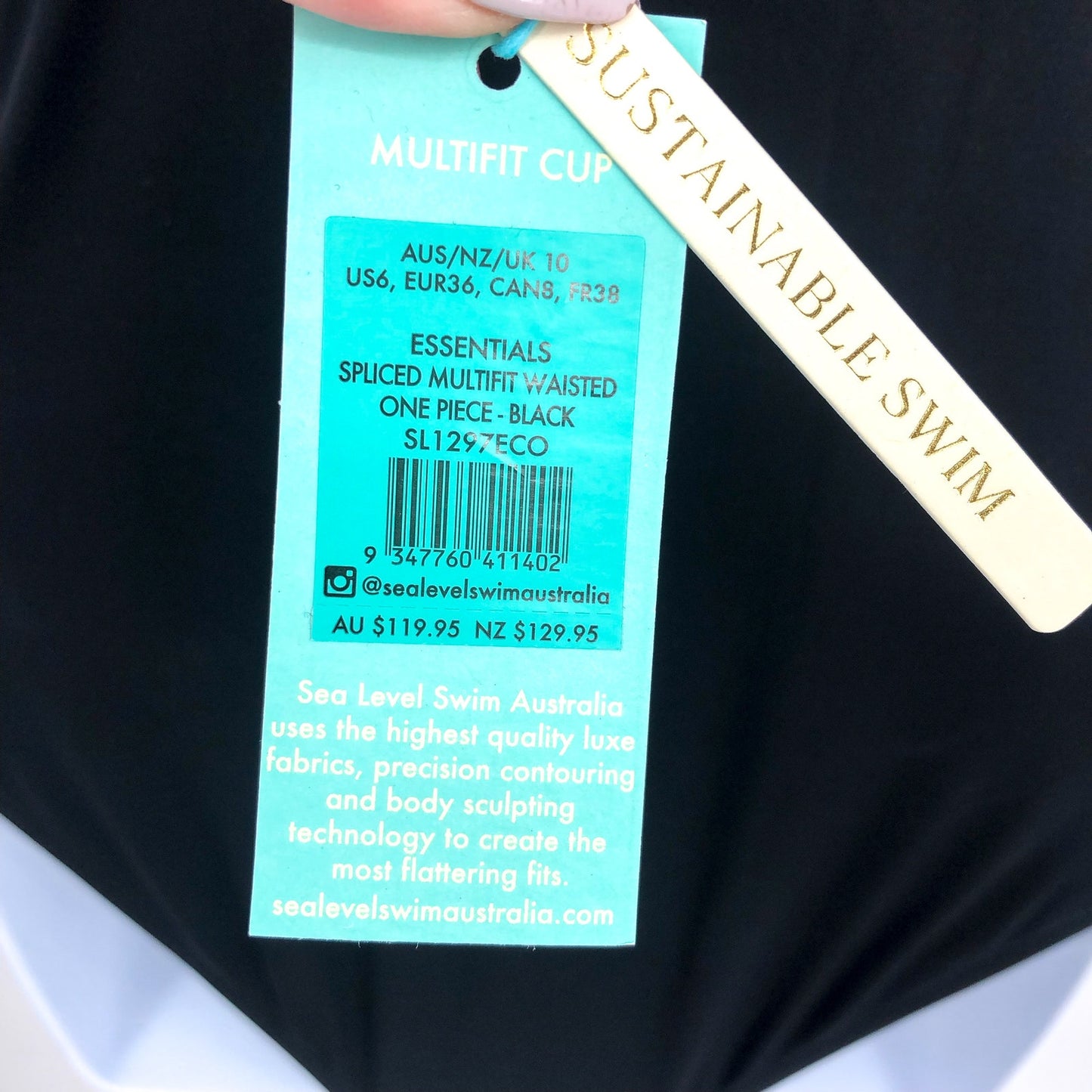 SEA LEVEL SWIM Women's One Piece Swimsuit US 6 Black Multi-fit Waisted NWT