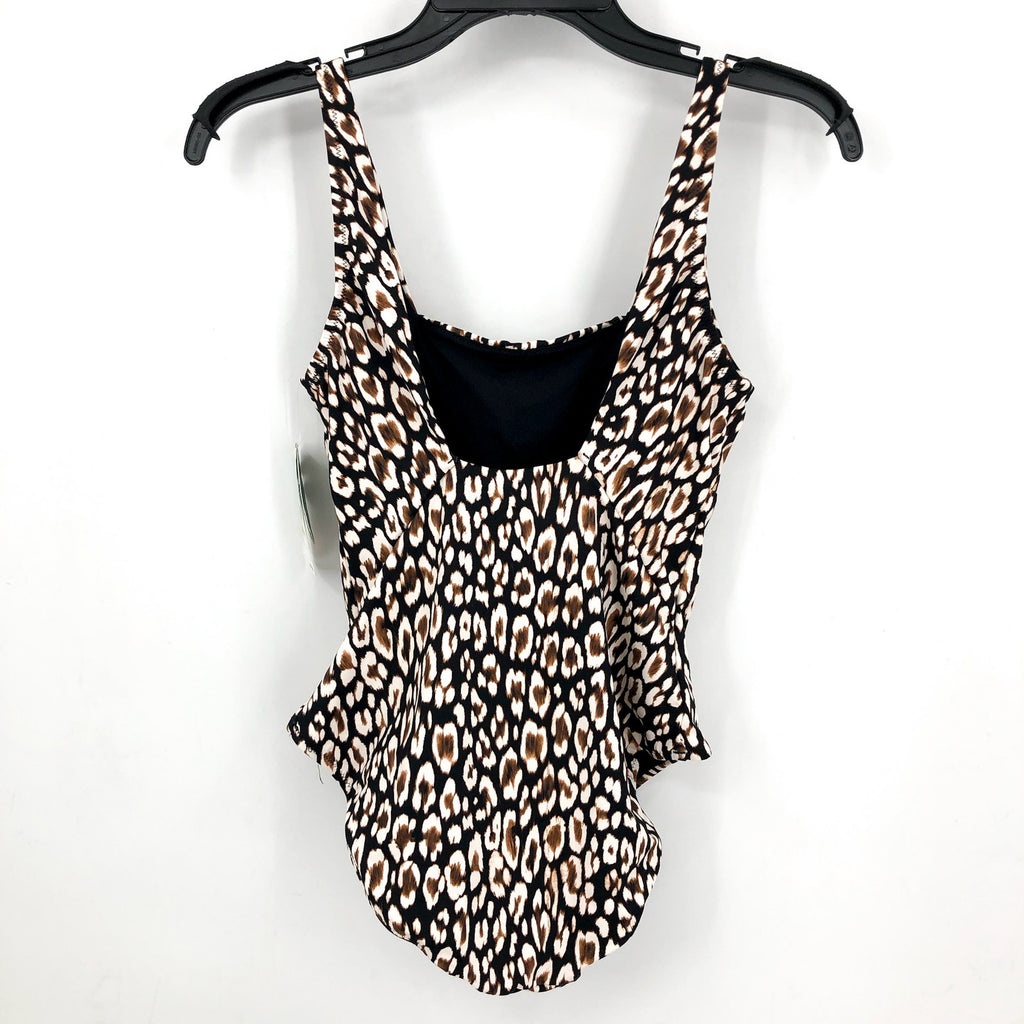 TOMMY BAHAMA Palm Modern Safari Cat One-Piece Swimsuit Size 4 Black Tan NWT