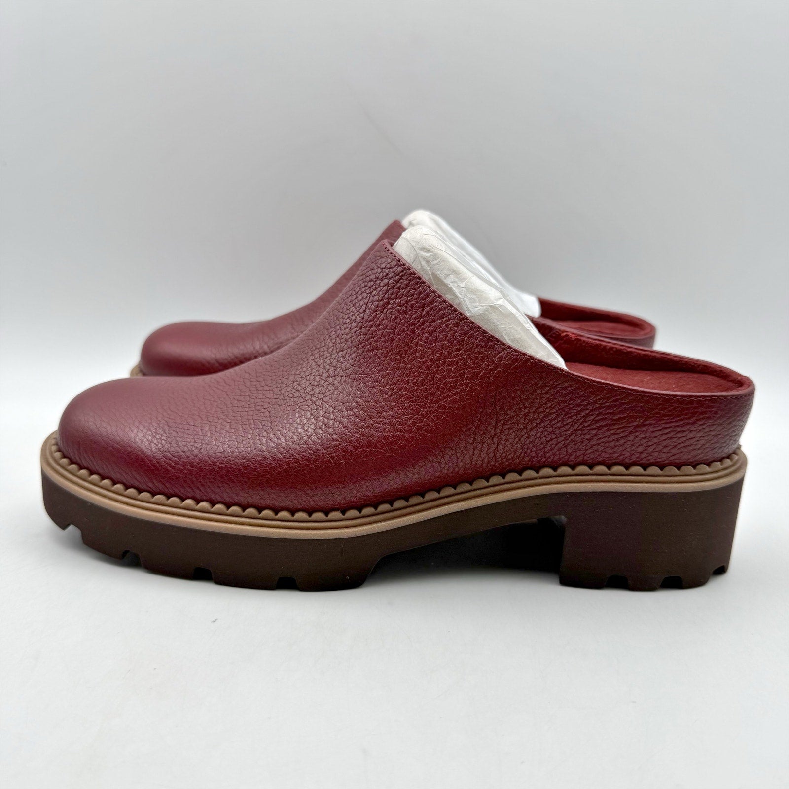 Vionic Womens Fairfax Clogs US 6 M EU 36 Red Vegan Leather Slip On NIB