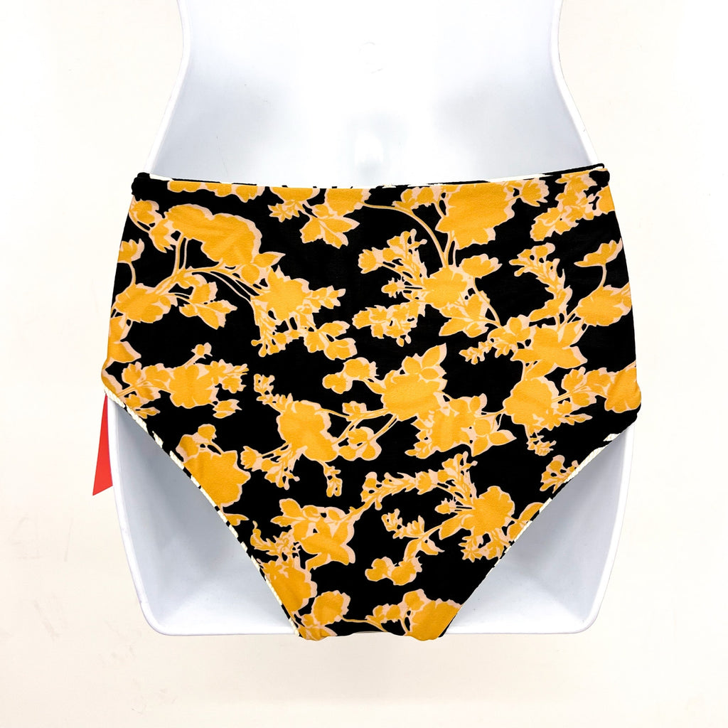 MAAJI Lush Feather Venus Classic Bikini Bottom Small Black/Yellow Reversible NWT