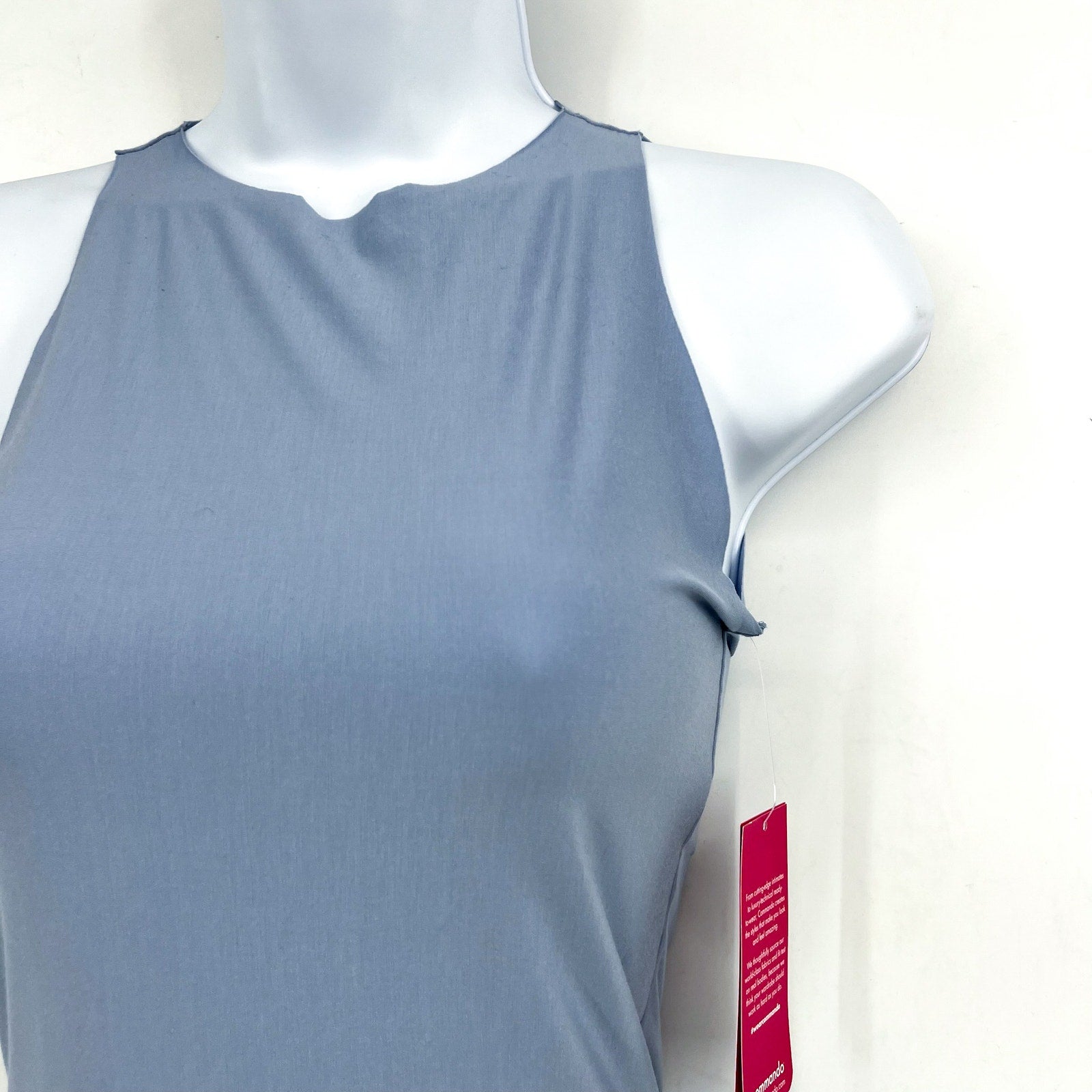 COMMANDO Women's Butter Crewneck Tank Bodysuit Small Blue Pool Stretch NWT