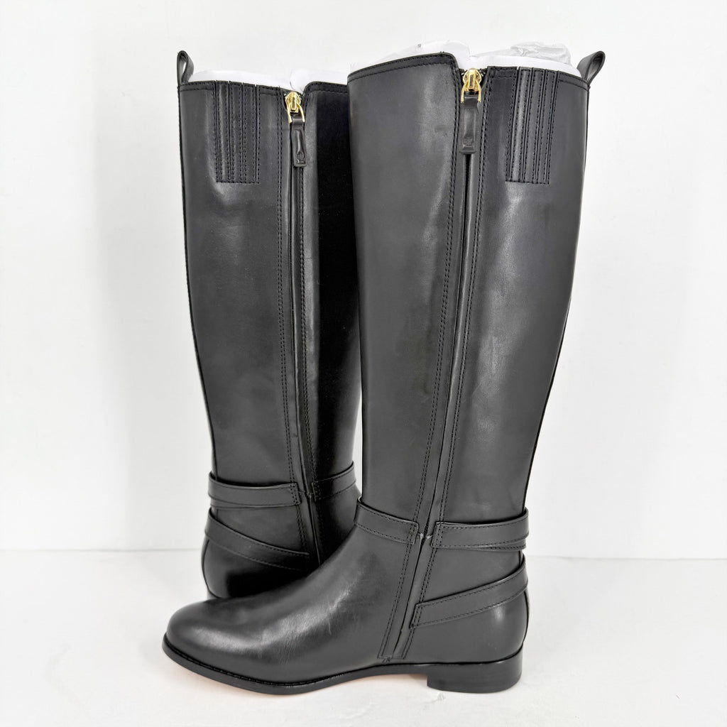 Lauren Ralph Lauren Womens Blayke Buckled Riding Boots US 5 Black Leather NWOB