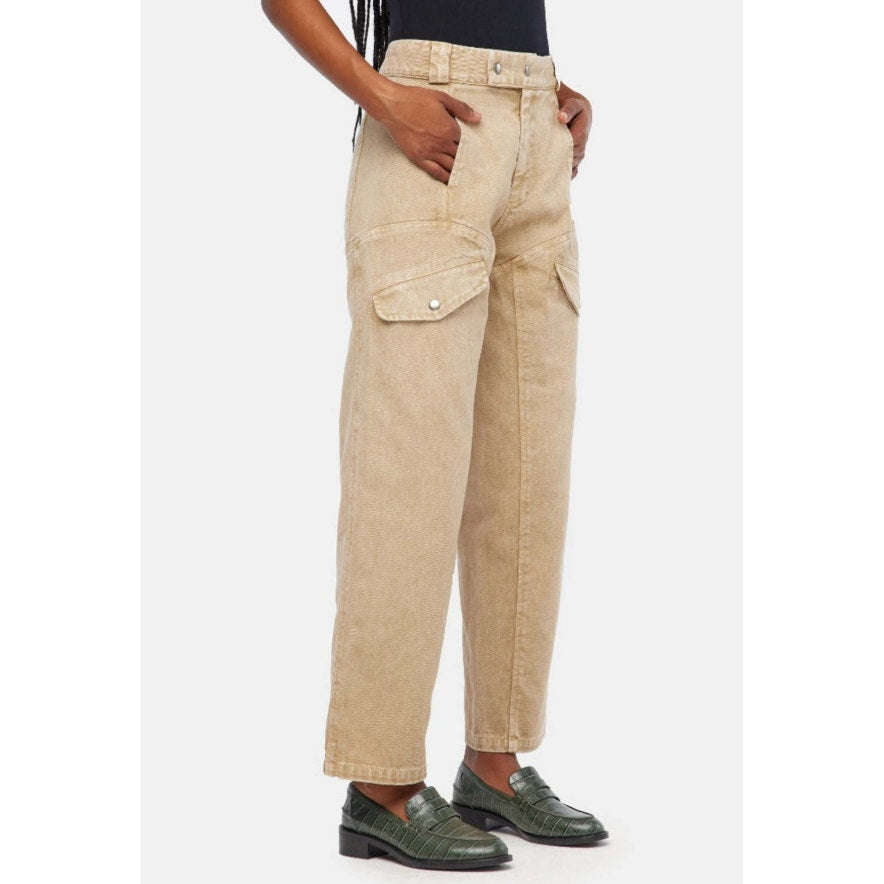 LACAUSA Women's Diego Cargo Trouser Jeans Size 4 Sand Mineral Wash High Rise NWT