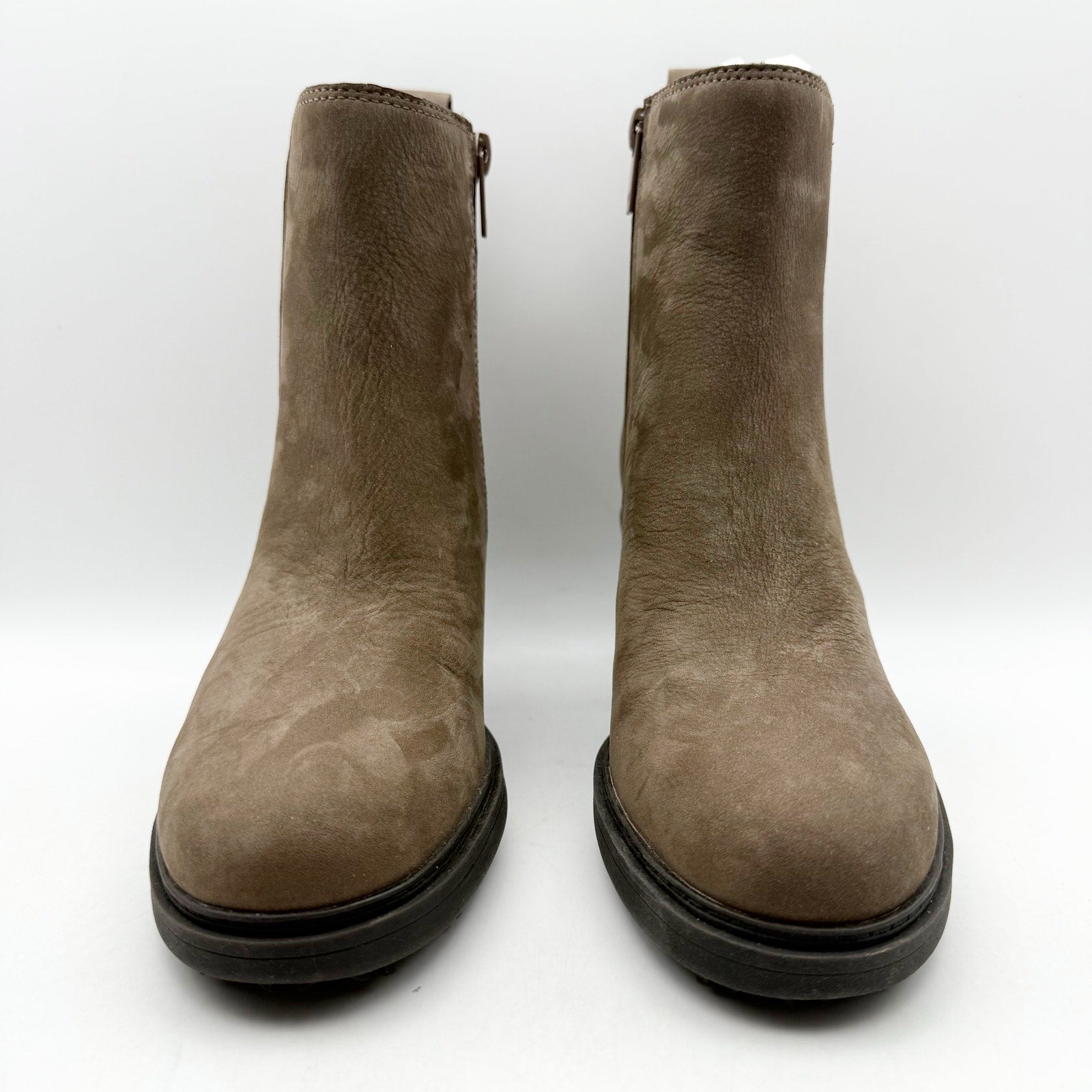 Vionic Womens Truckee Heeled Ankle Booties US 7.5 WIDE Brown Leather WP NIB