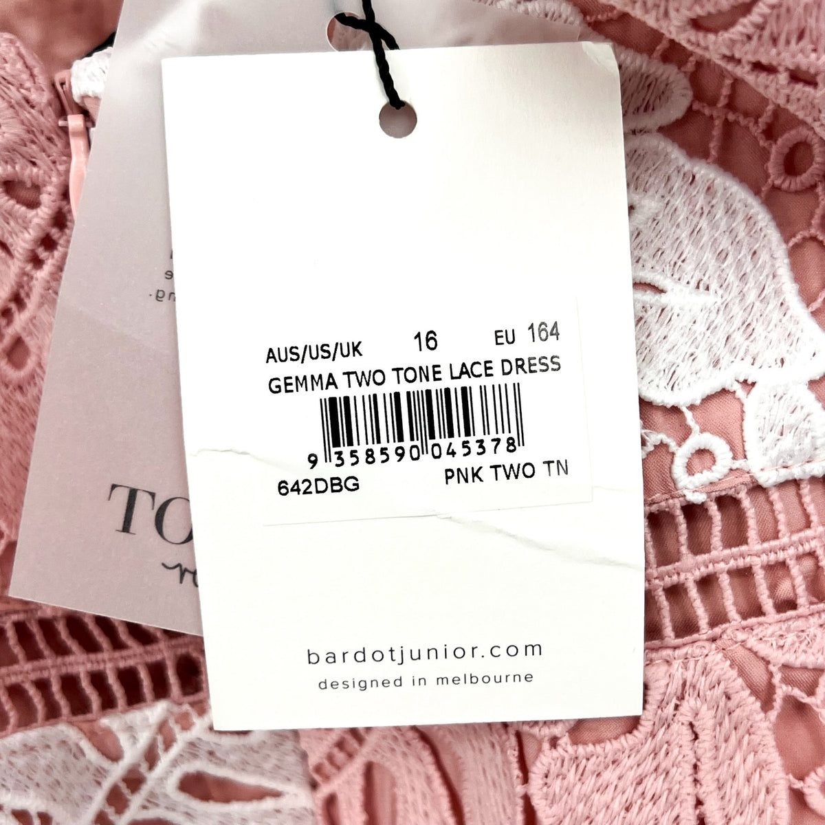 BARDOT JUNIOR Gemma Lace Halter Dress Girls Size 16 Pink White Two Tone NWT