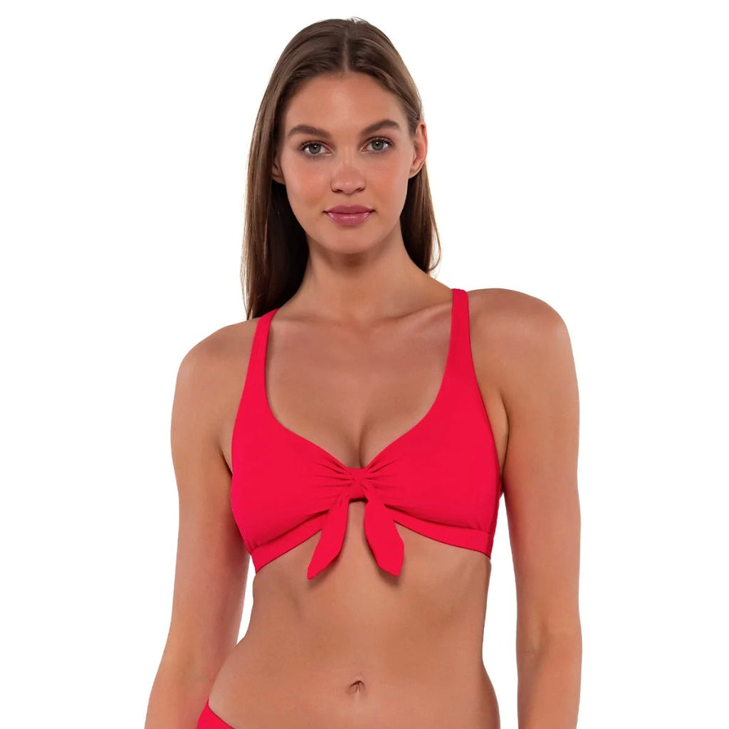 SUNSETS Women's Brandi Bralette Swim Top Small Red Geranium Multi-Wear NWT