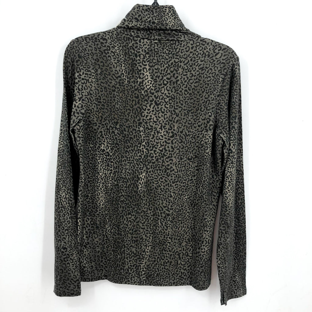 MAJESTIC FILATURES Womens Cashmere Turtleneck Large Size 4 Khaki Cheetah NWT