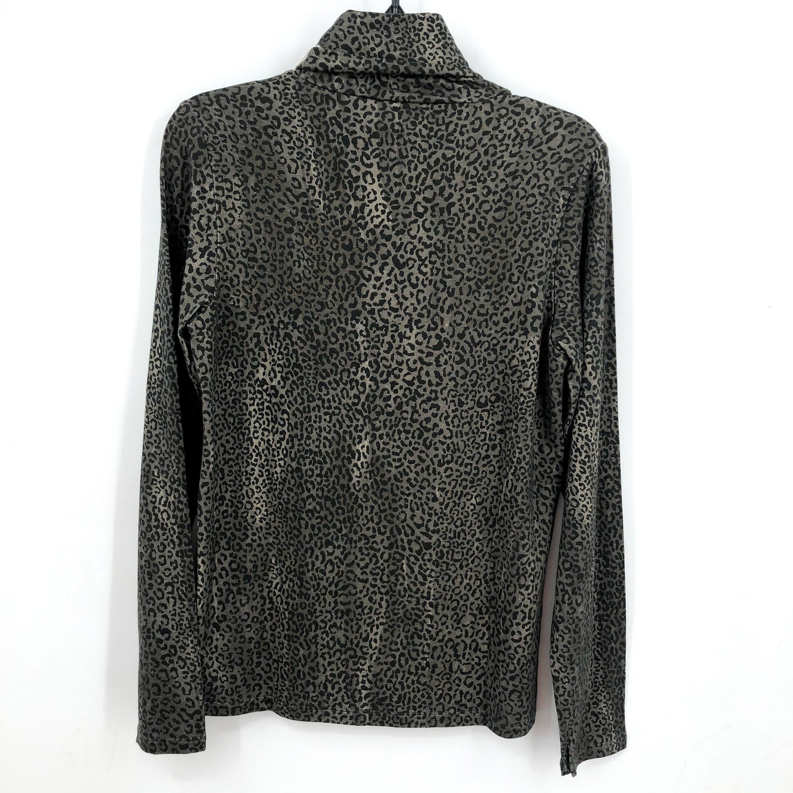 MAJESTIC FILATURES Womens Cashmere Turtleneck Large Size 4 Khaki Cheetah NWT