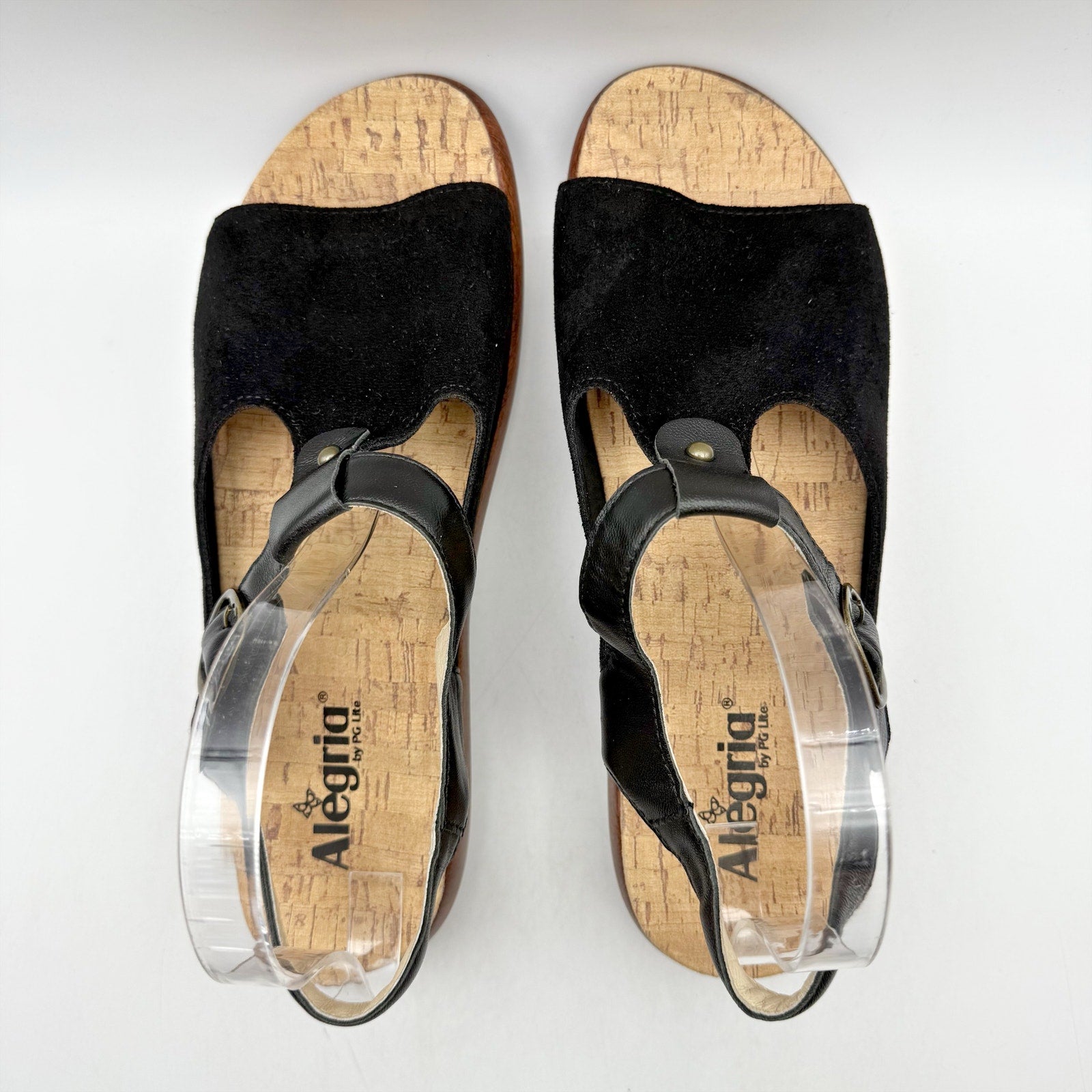 Alegria Womens Betsie Stretch Sandals EU 42 US 11.5-12 Black Leather NWOB