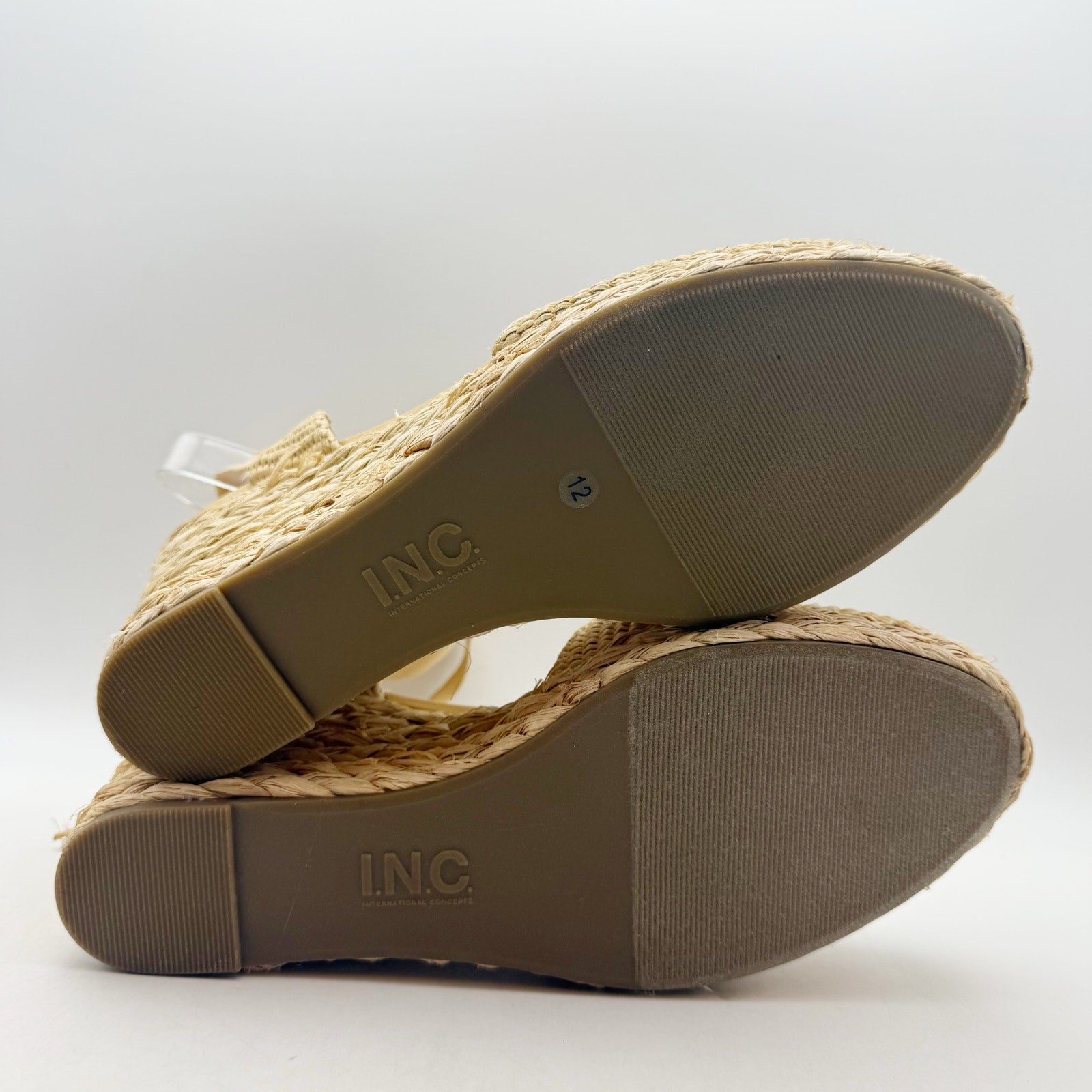 International Concepts Women Maisie Lace-Up Espadrille Wedge Sandal 12 Beige NIB
