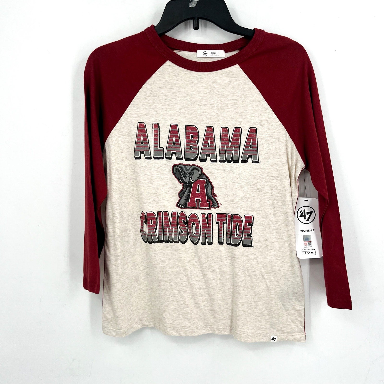 47 BRAND Womens University of Alabama Long Sleeve Shirt Small Red Grey NWT