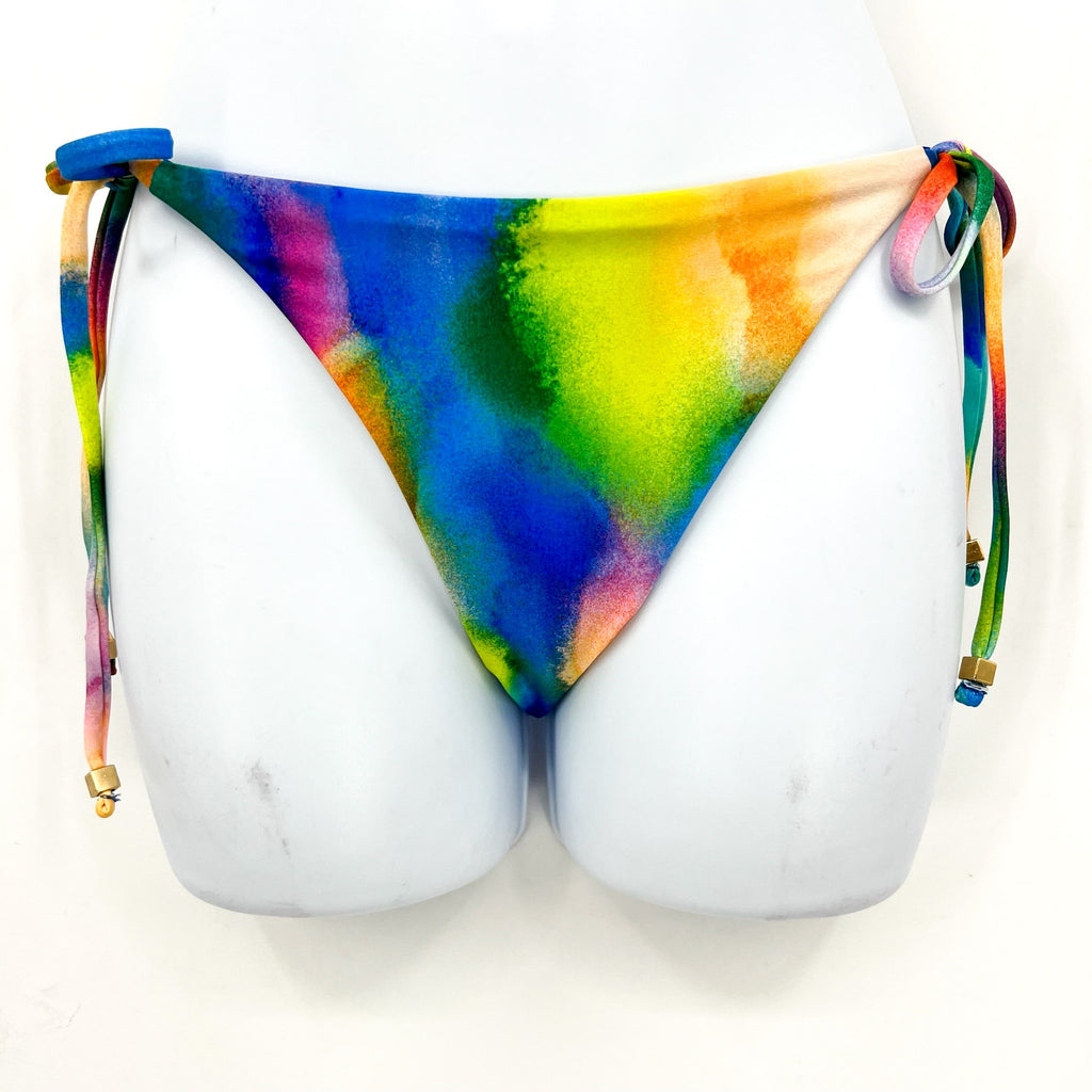 BECCA Women's Paper Mache Reversible Tie Side Bikini Bottom Small Rainbow NWT