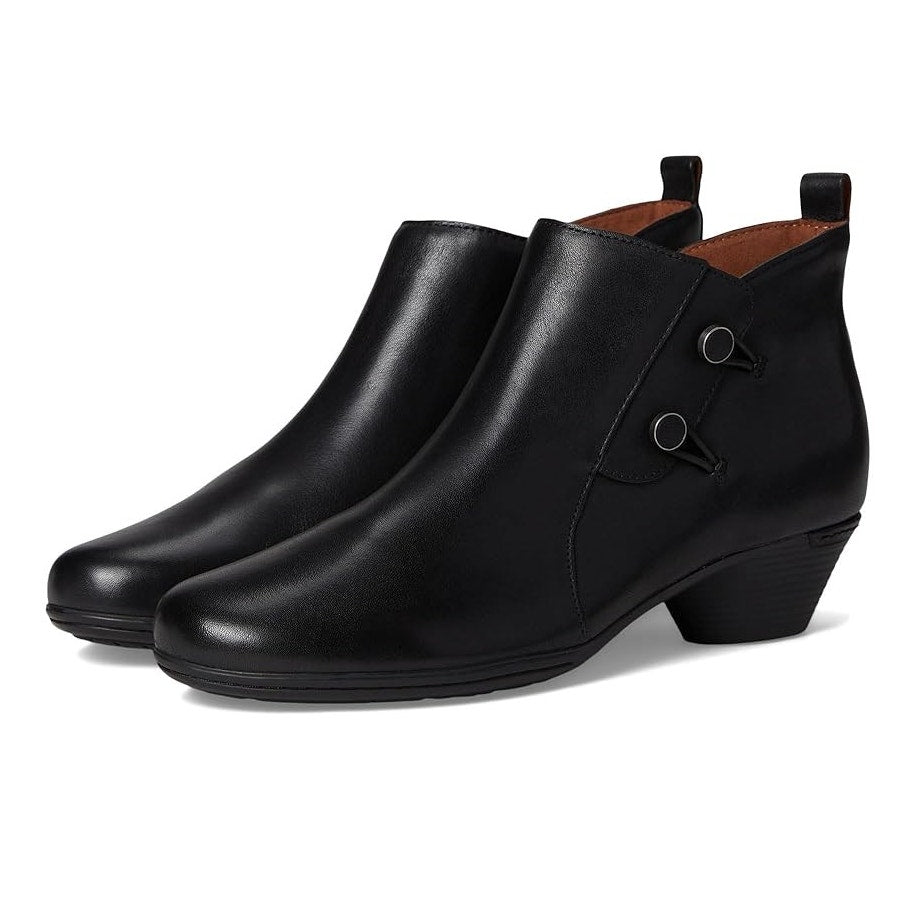 Cobb Hill Womens Larsa Ankle Bootie US 8 Wide EU 38.5 Black Leather NIB