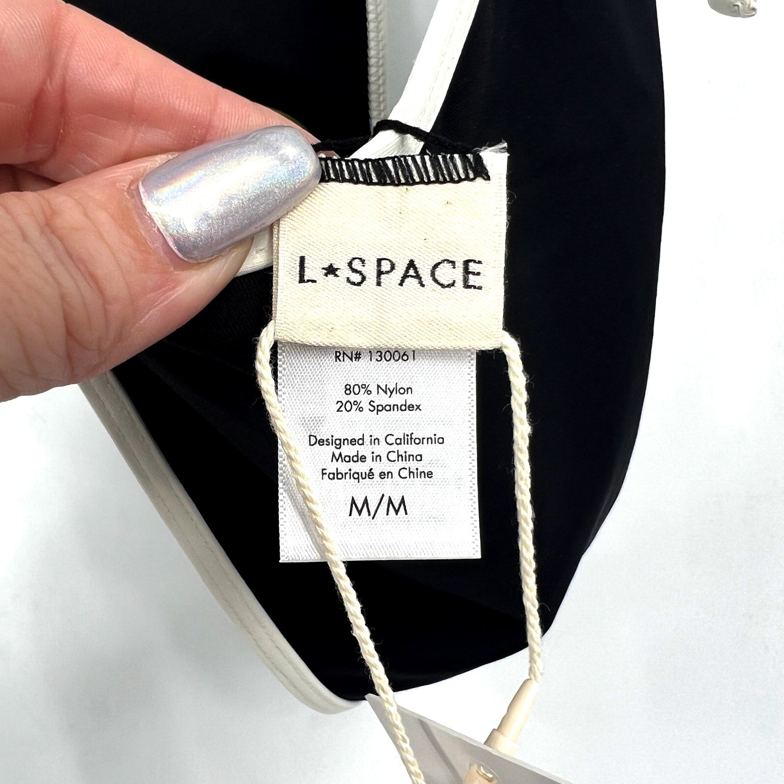 L*Space Women's Levy Classic Bikini Bottom Medium Black White Adjustable Tie NWT