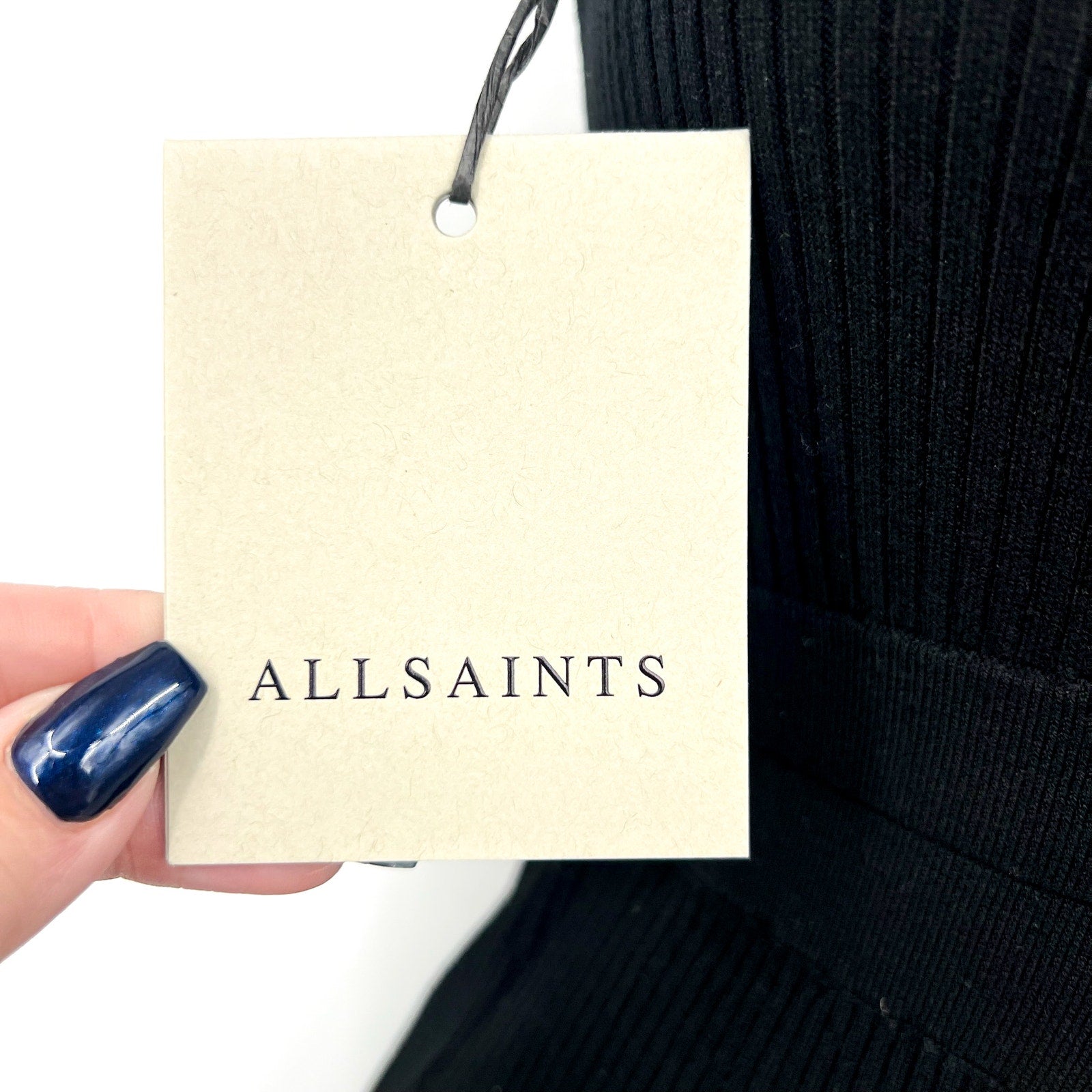 ALLSAINTS Daisy Cut Out Maxi Dress Small Black Asymmetric One Shoulder Knit NWT