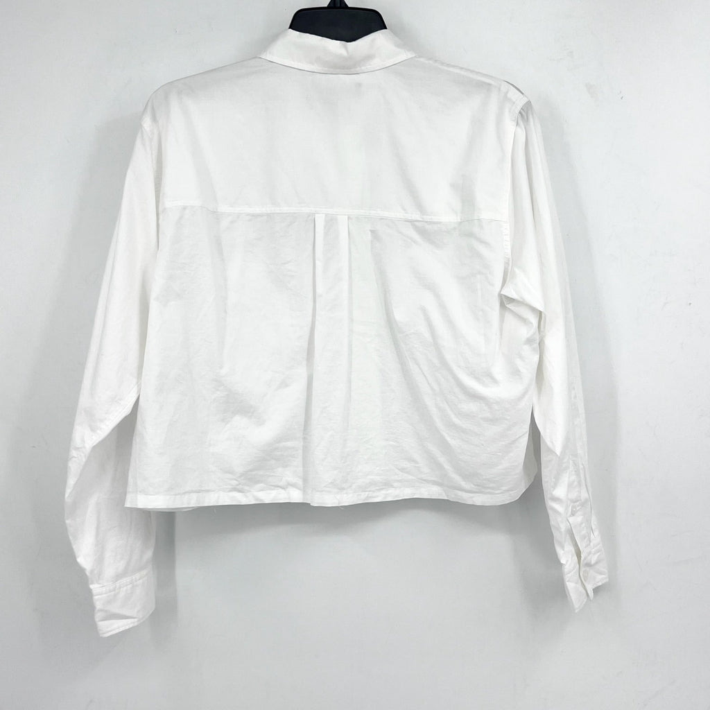 EVERLANE Women's The Way-Short Shirt in Silky Cotton Small White Long Sleeve NWT