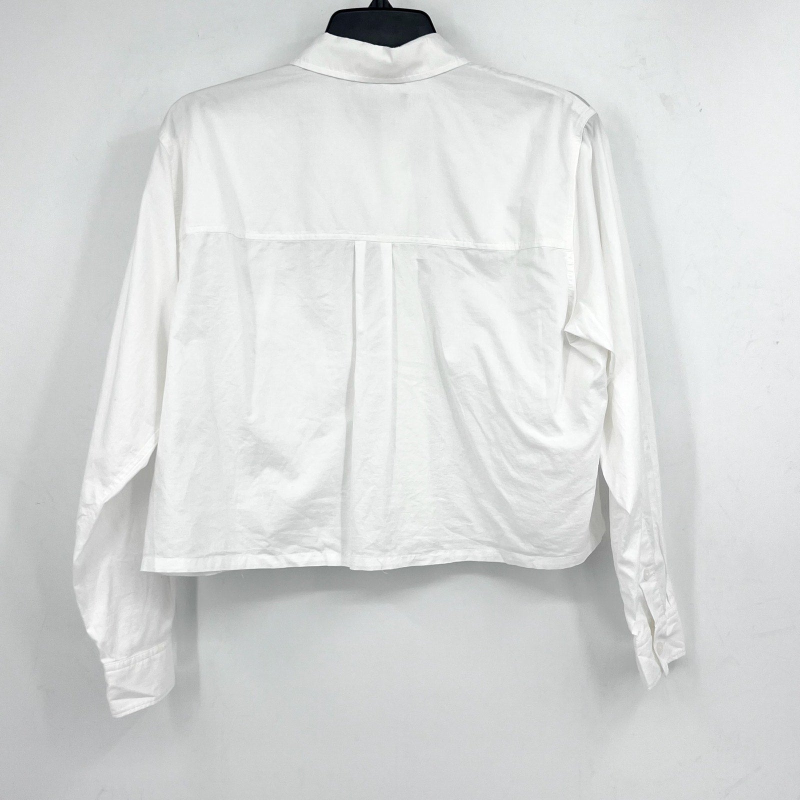 EVERLANE Women's The Way-Short Shirt in Silky Cotton Small White Long Sleeve NWT