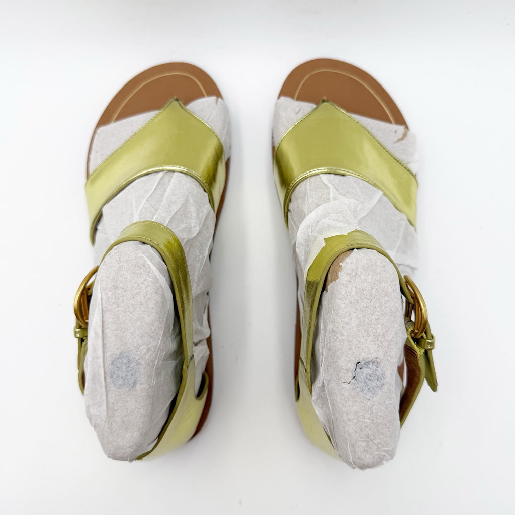 Franco Sarto Womens Ruth Ankle Strap Sandals Size 8 M Green Metallic NIB