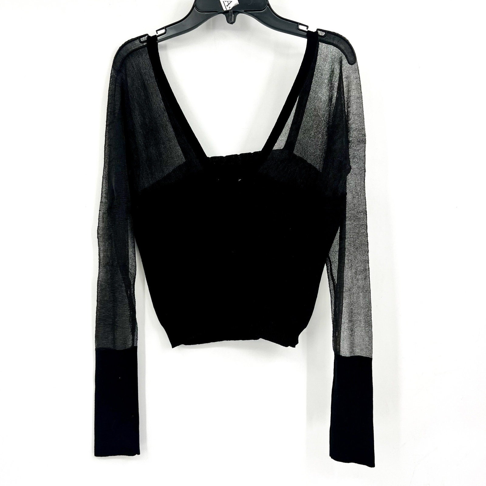 FREE PEOPLE Night After Night Top Large Black INTIMATELY FP Long Sleeve NWT