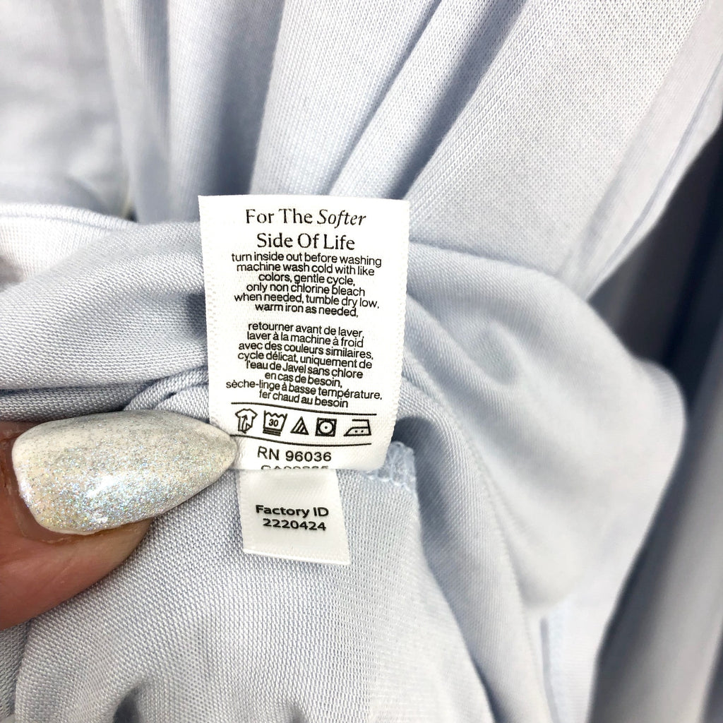 EBERJEY Women's Gisele Long Pajama Set Large Ice Blue Ivory TENCEL Modal NWT