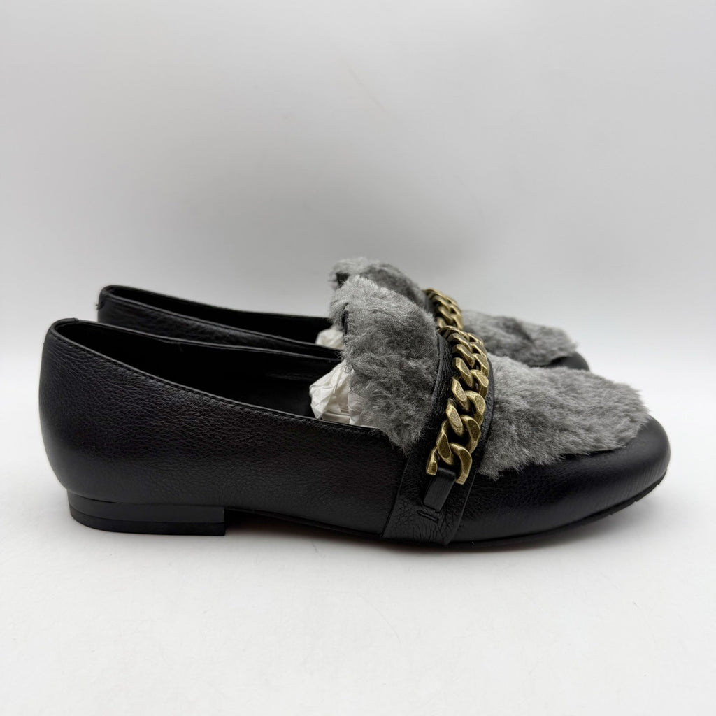 Kenneth Cole Womens Wilda Loafer US 6 M Black Grey Faux Fur NIB