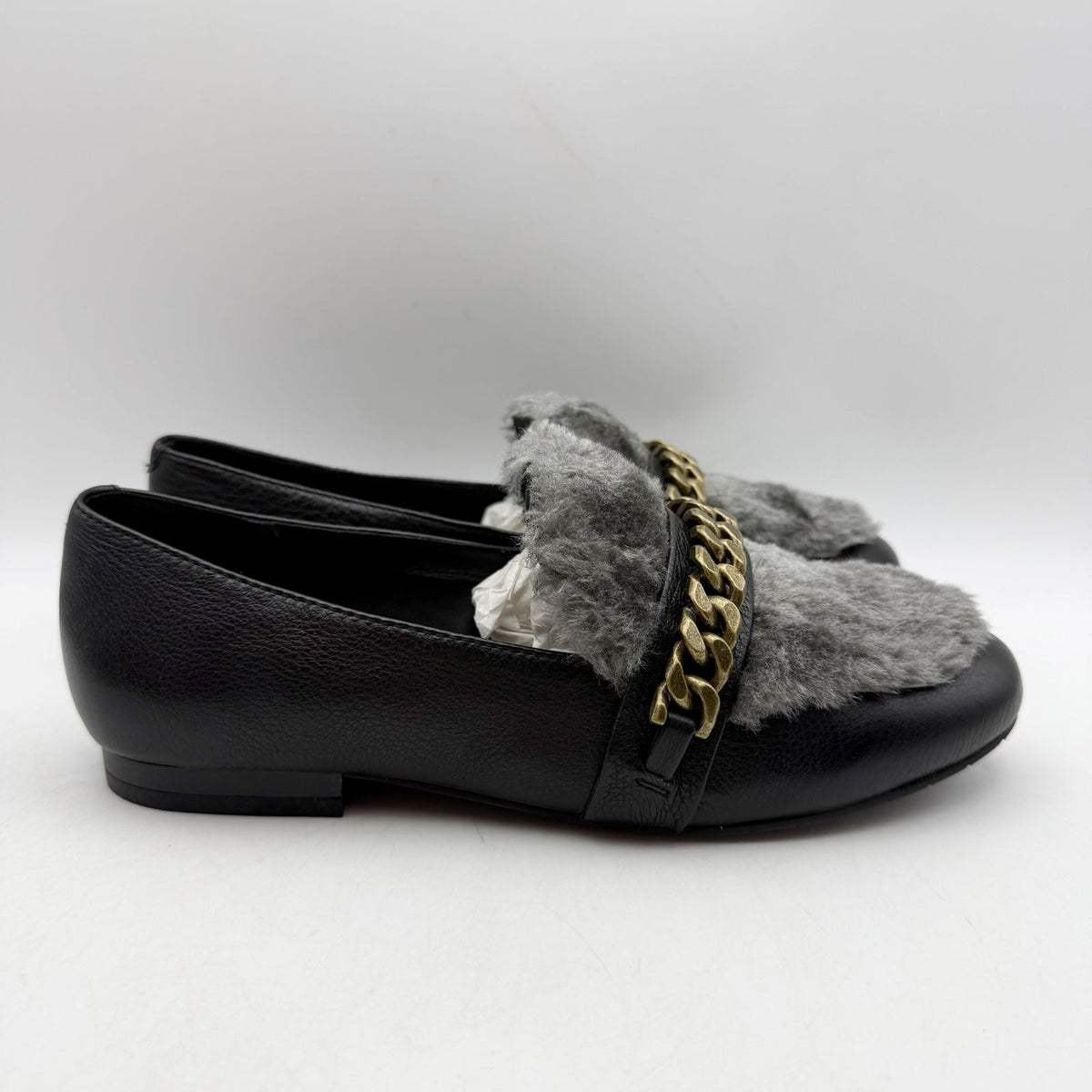 Kenneth Cole Womens Wilda Loafer US 6 M Black Grey Faux Fur NIB