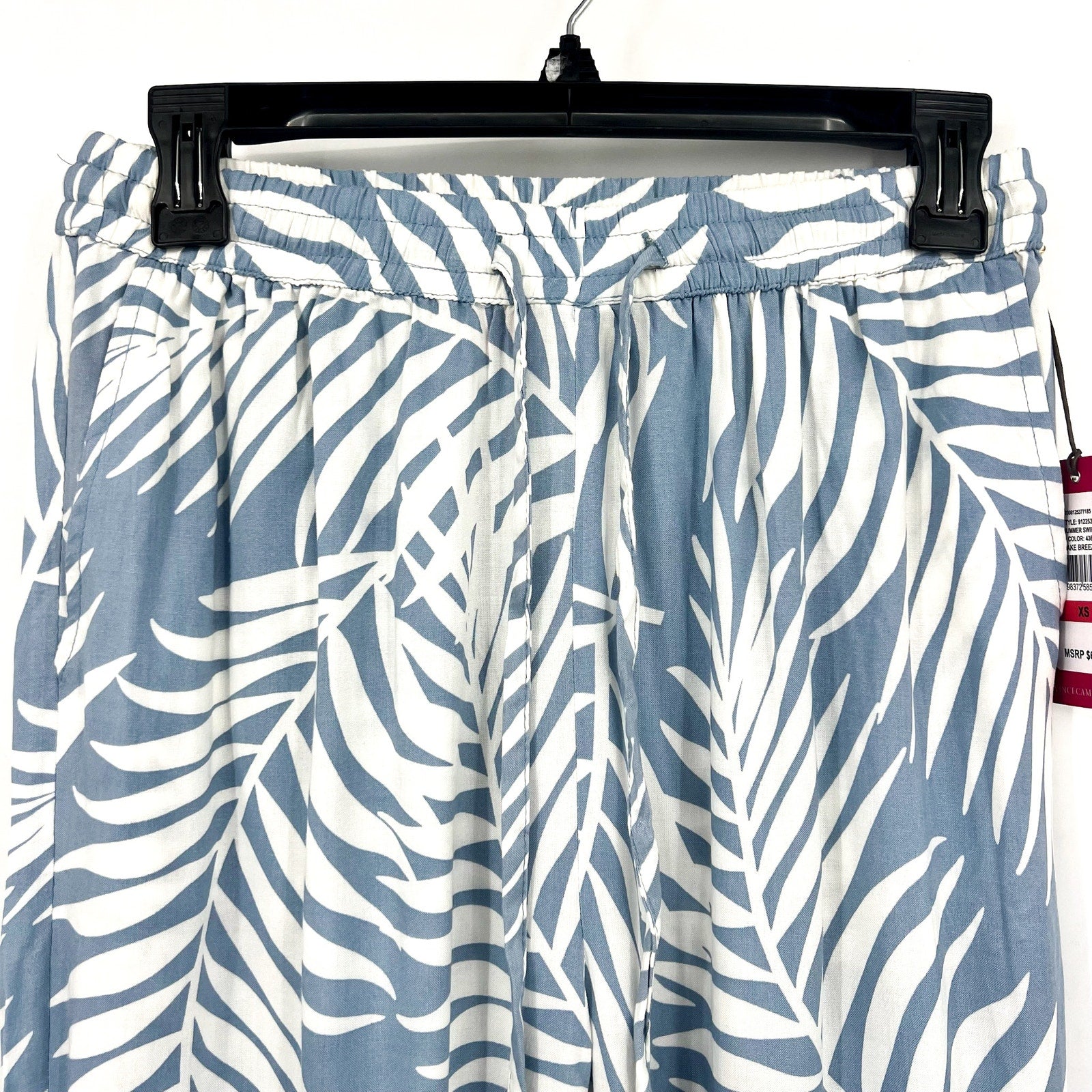 VINCE CAMUTO Women's Wide Leg Print Pants XS Blue White Pull On Lake Breeze NWT