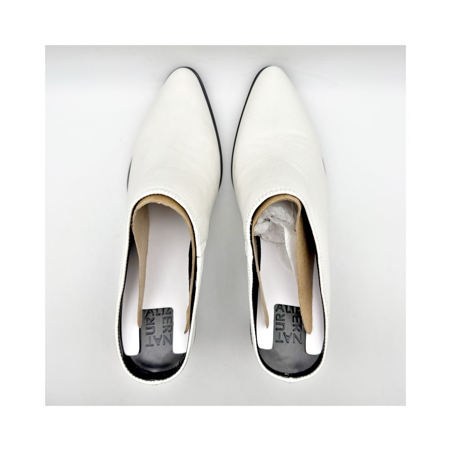 Naturalizer Womens Fairmont Mules US 12 M EU 43 White Leather Slip On NWOB