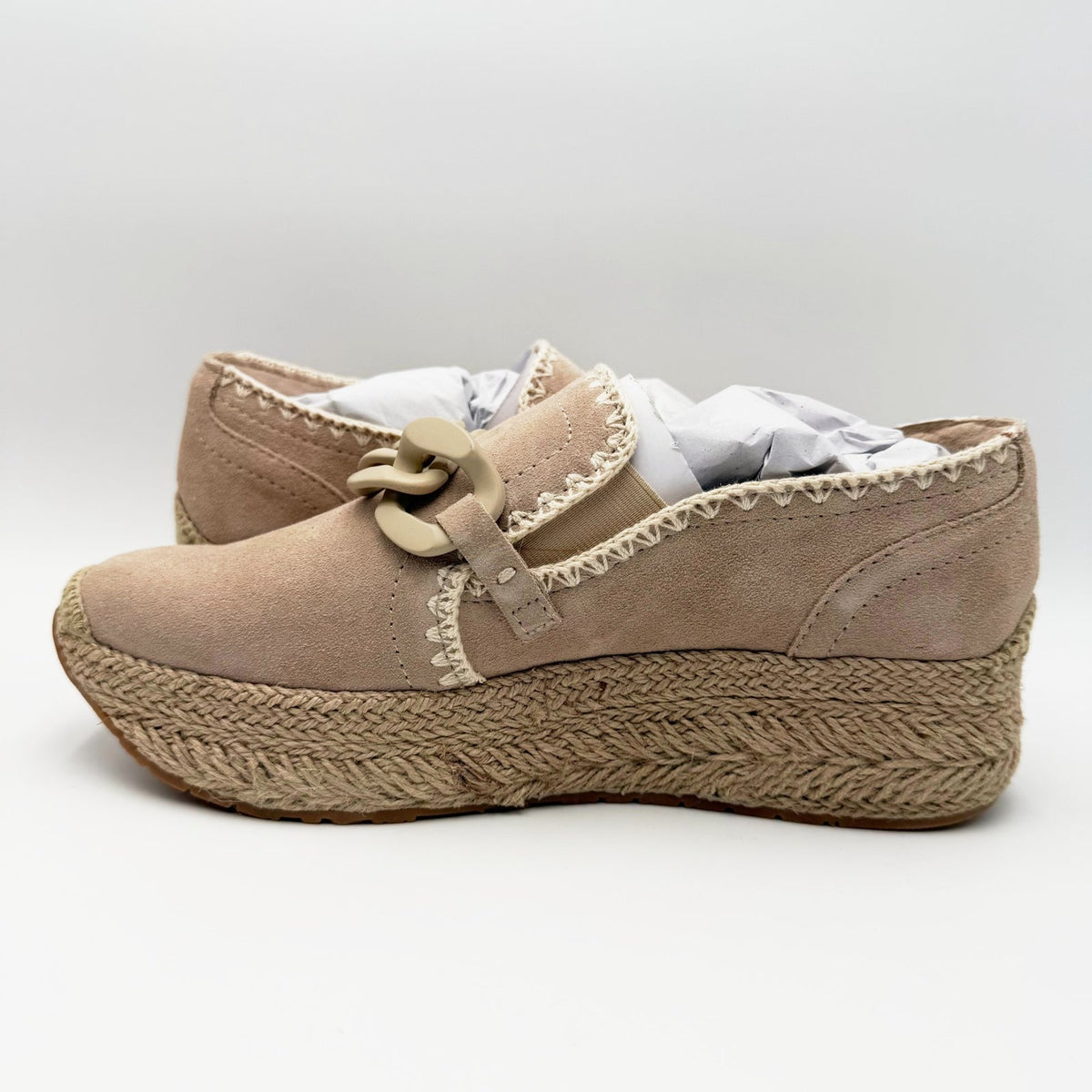 Dolce Vita Womens Jhenee Platform Espadrille Loafers Size 8.5 Beige Suede NIB