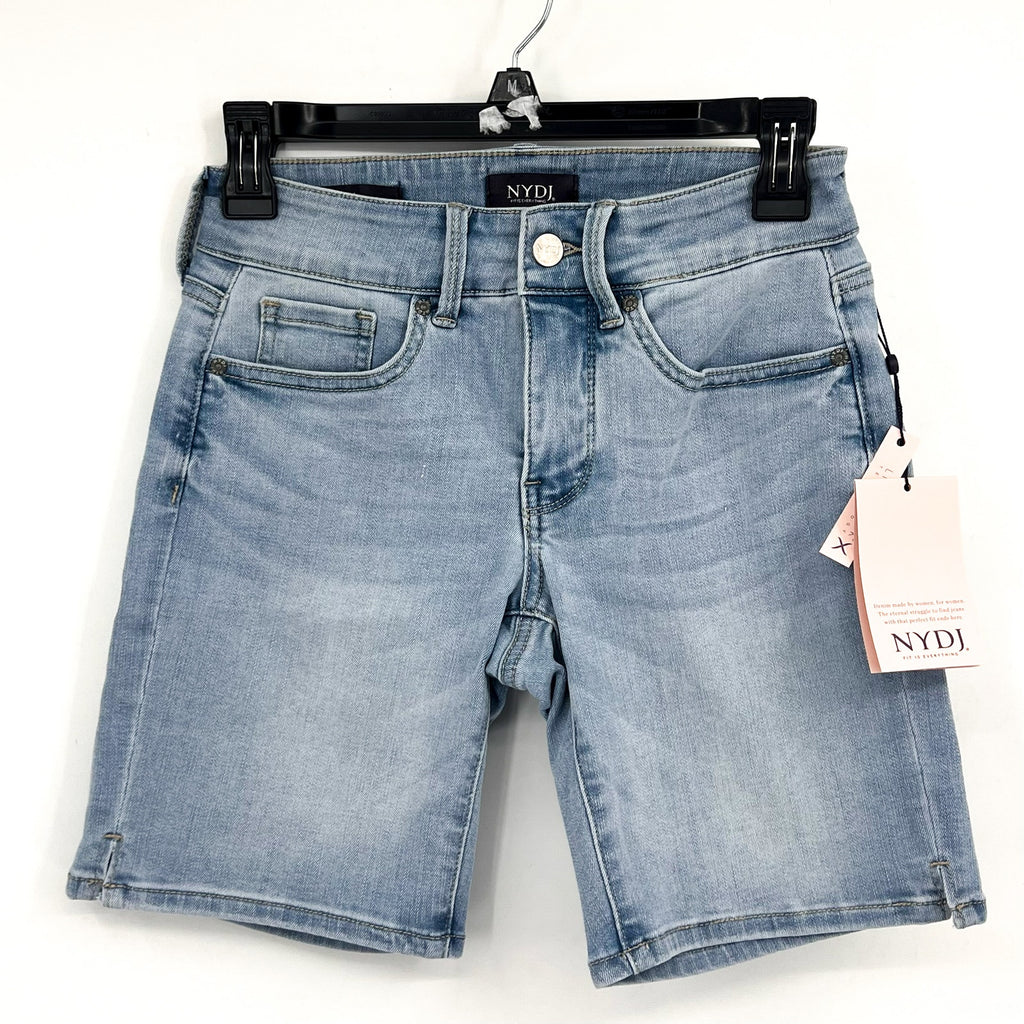 NYDJ Womens Ella Denim Shorts Size 00 Light Blue Poetry 8" Inseam NWT