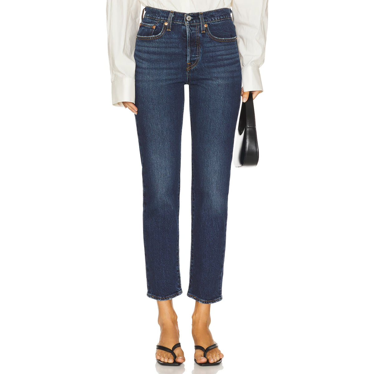 Levi's Womens Wedgie Straight Ankle Jeans 27x28 Indifferent Indigo 349640217 NWT