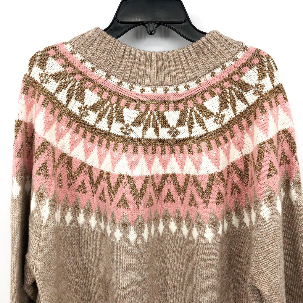 TOMMY HILFIGER Half Snowflake Sweater 0X Beige Raglan Pullover NWT