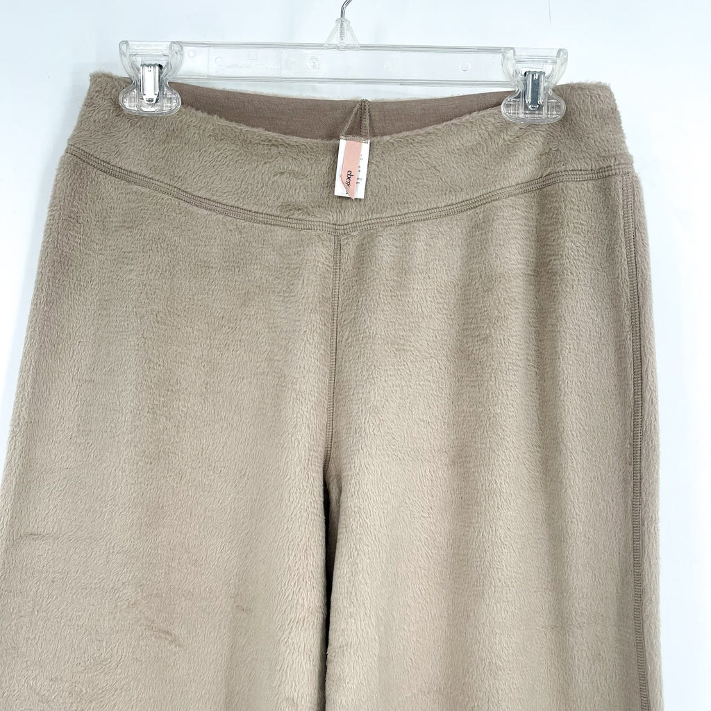 EBERJEY Women's Reversible Plush High Waist Pants Small Tan Toffee Pull-On NWOT