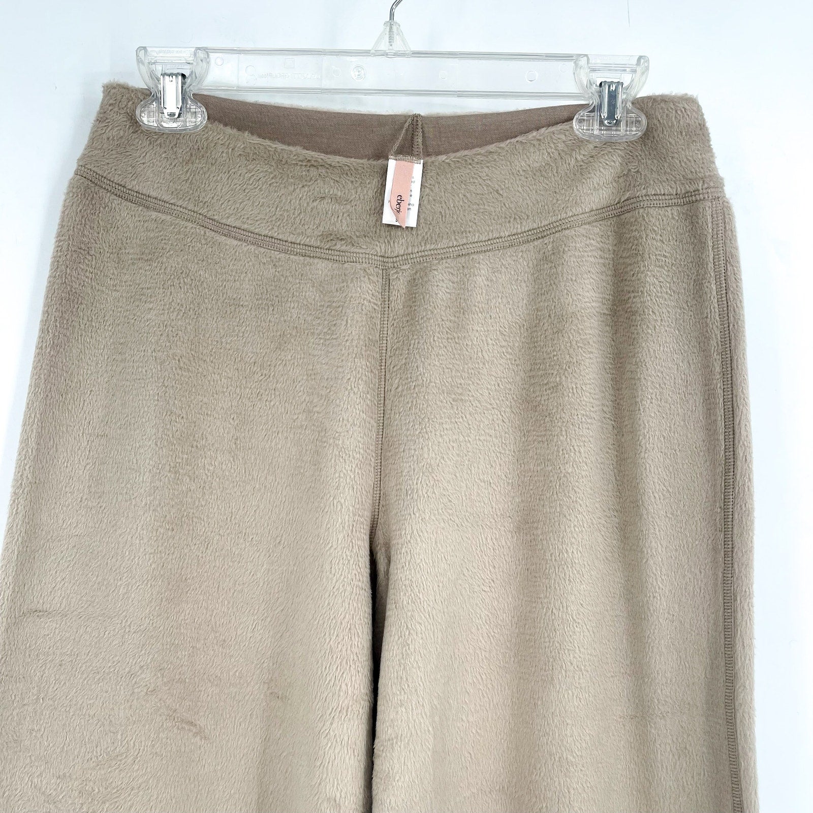EBERJEY Women's Reversible Plush High Waist Pants Small Tan Toffee Pull-On NWOT